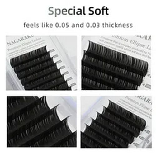 Ellipse Flat Eyelash Extension Shape Lashes Split Tips Matte Soft Gentle Natural