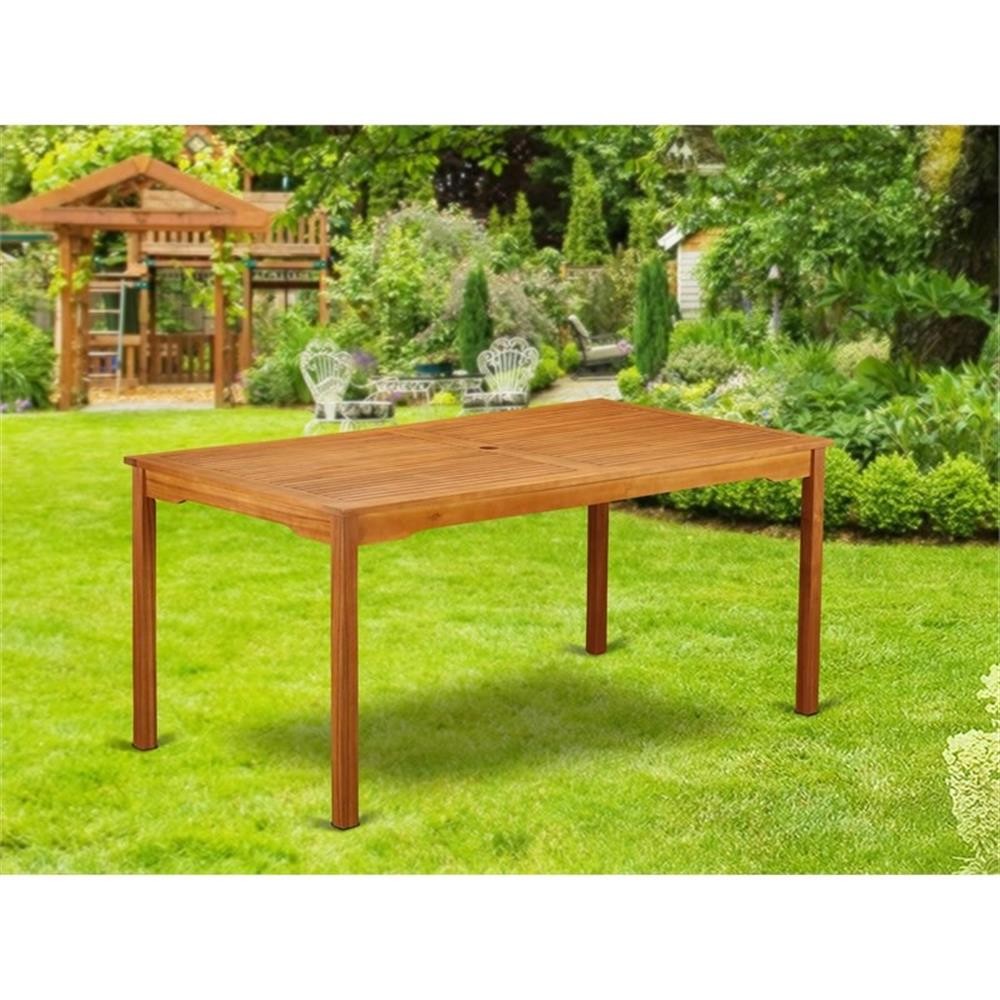 Pemberly Row Rectangular Wood Patio Dining Table in Natural Oil