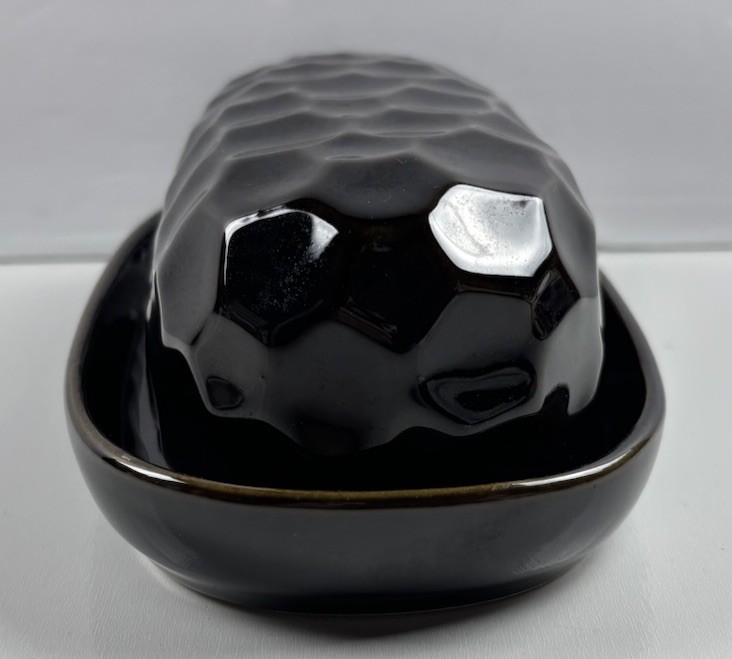 Sango 4711 Butter Dish Continental Black Ceramic 2 Piece