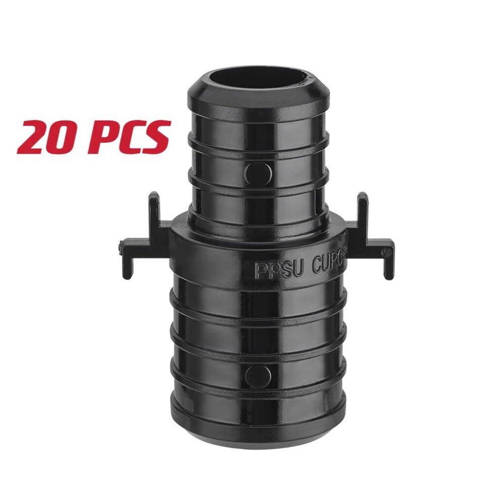 EFIELD 20PCS Poly Crimp Pex Fitting 1"X 3/4" Straight Coupling With Position Tab