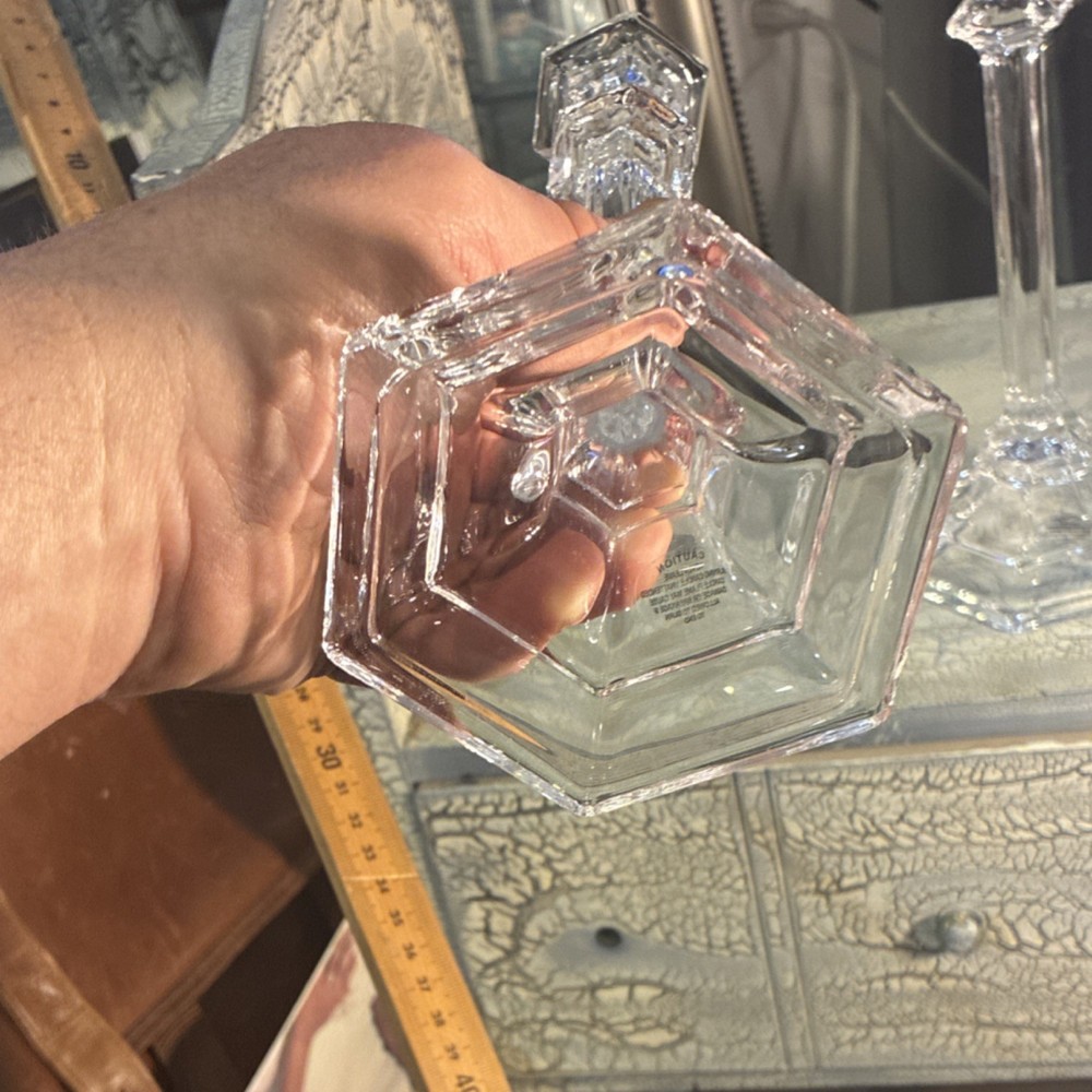 Clear Glass Hexagonal Candle Holders Pair Smooth Finish Decorative