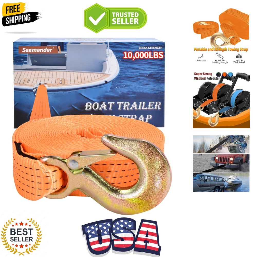 Boat Trailer Winch Strap with Hook,Heavy Duty Winch Strap Suitable for Towing...