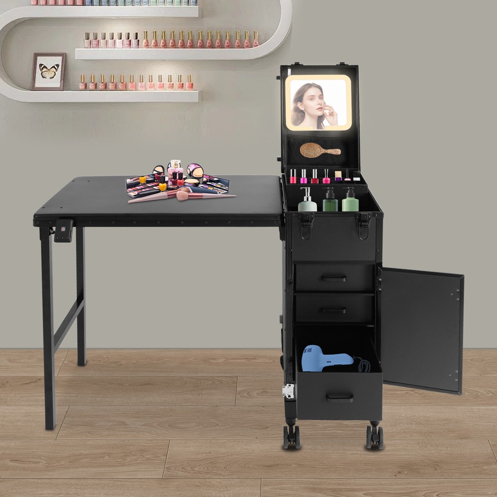 Professional Rolling Makeup Train Case Cosmetic Trolley Makeup Storage Organizer