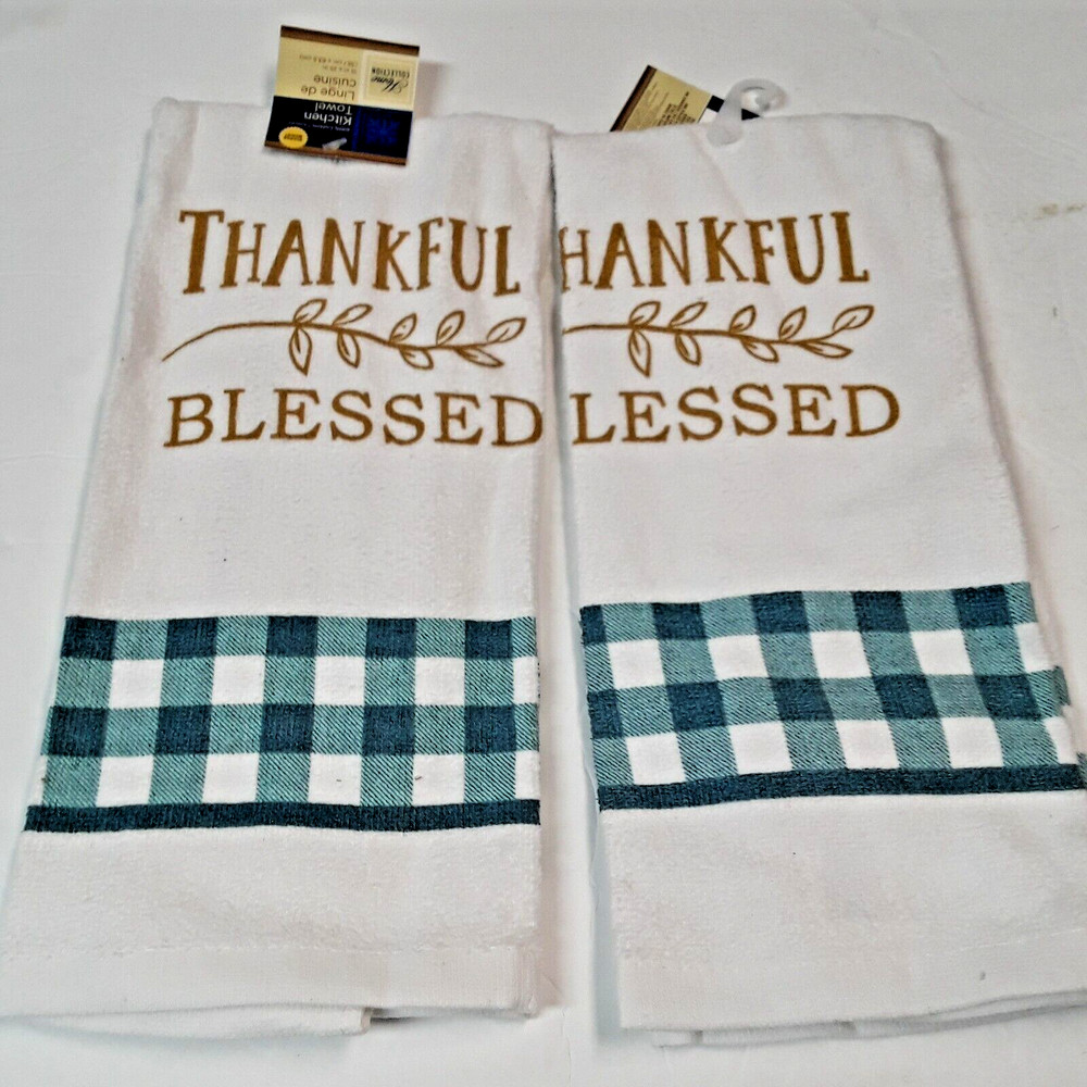 2 Thankful Blessed  Cotton Dish oOwels