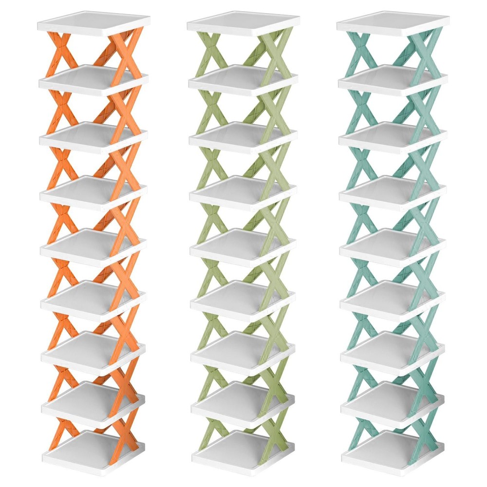 9Tier Narrow Entryway Shoe Rack Plastic Vertical Organizer Space Saving Free