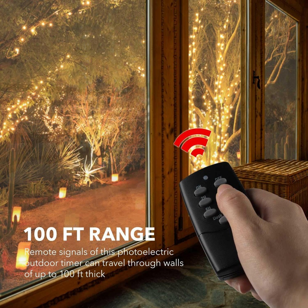 BN-LINK Outdoor Touch Sensor Countdown Timer Outlet With Photocell Light Sensor