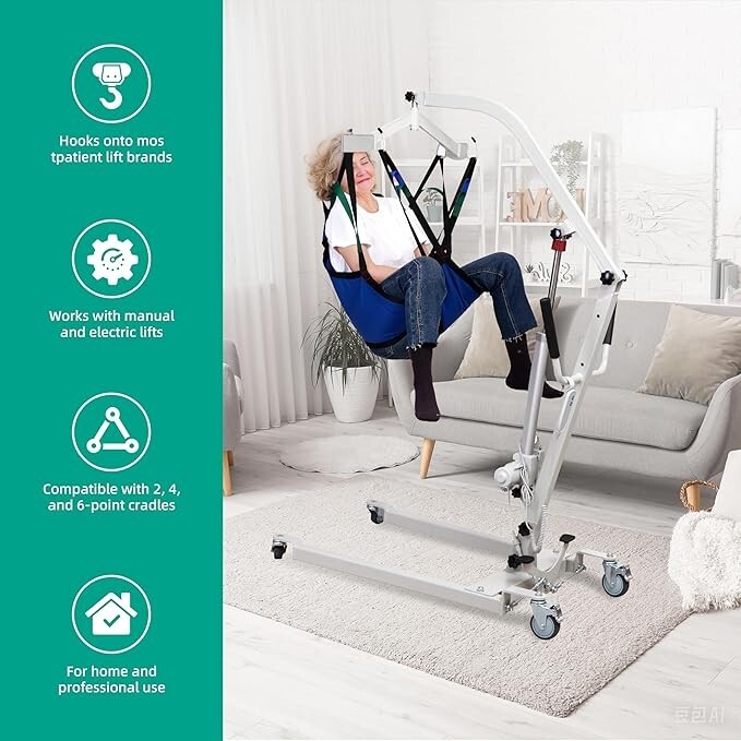U-Shaped Lift Sling with Head Support Transfer Sling for Elderly Disabled LARGE