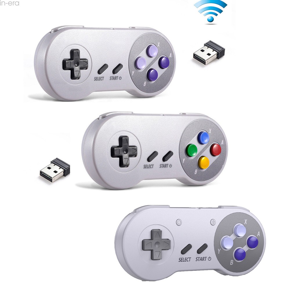 Wireless SNES Controller Gamepad Joystick & USB Receiver for PC Mac Video Games
