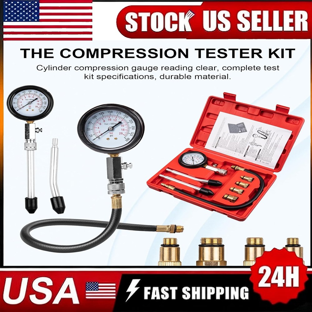 Engine Cylinder Compression Gauge Tester Kits Gas Engine Diagnostic Testing Tool
