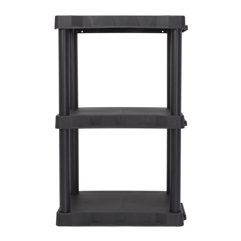 3 Shelf Black Plastic Storage Unit Easy Assembly Durable Utility Organizer New