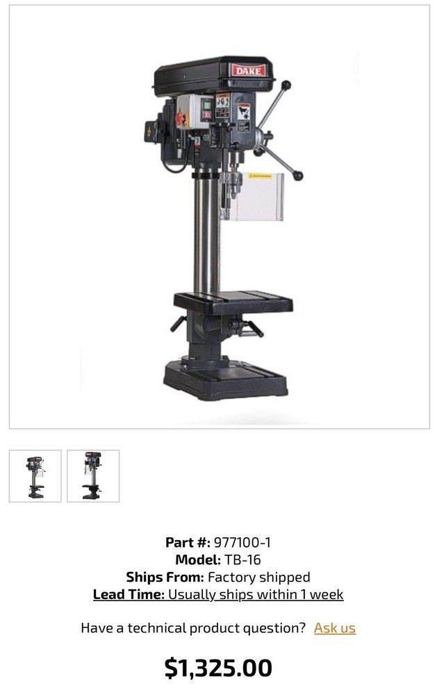 Dake TB-16 Bench Model Drill Press