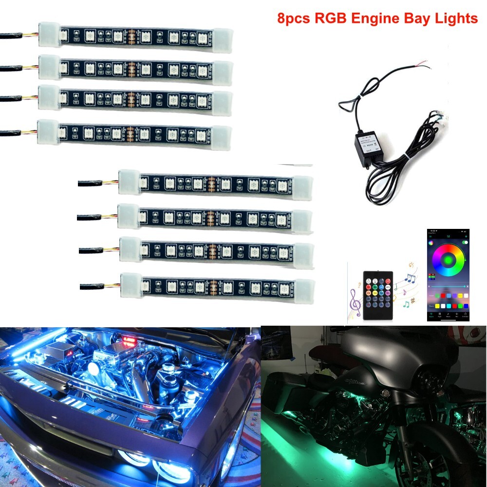 RGB LED Car Engine Bay Lights - APP w/wireless Control for Dodge Motorcycle Jeep
