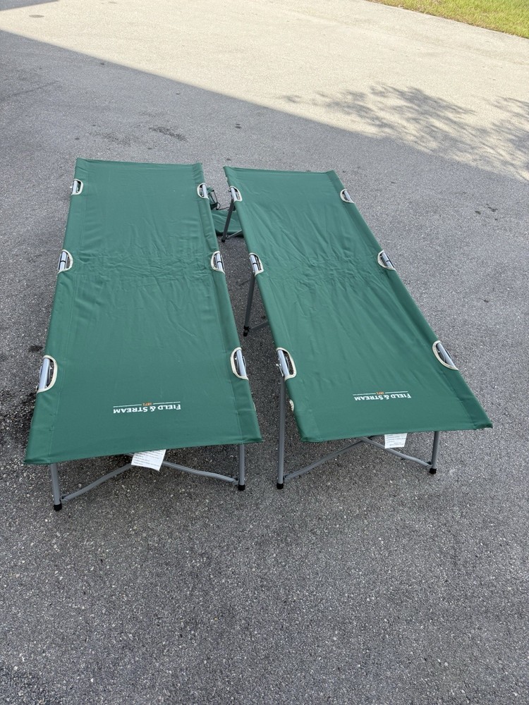 2 Field & Stream Aluminum Frame Cot, Camping Bed, Folding Cot With Bag