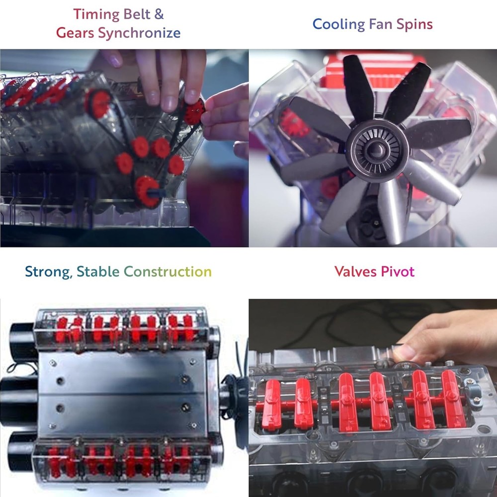 Playz V8 Combustion Engine Model Kit That Runs – 270 Pieces STEM Mini V8 Engine