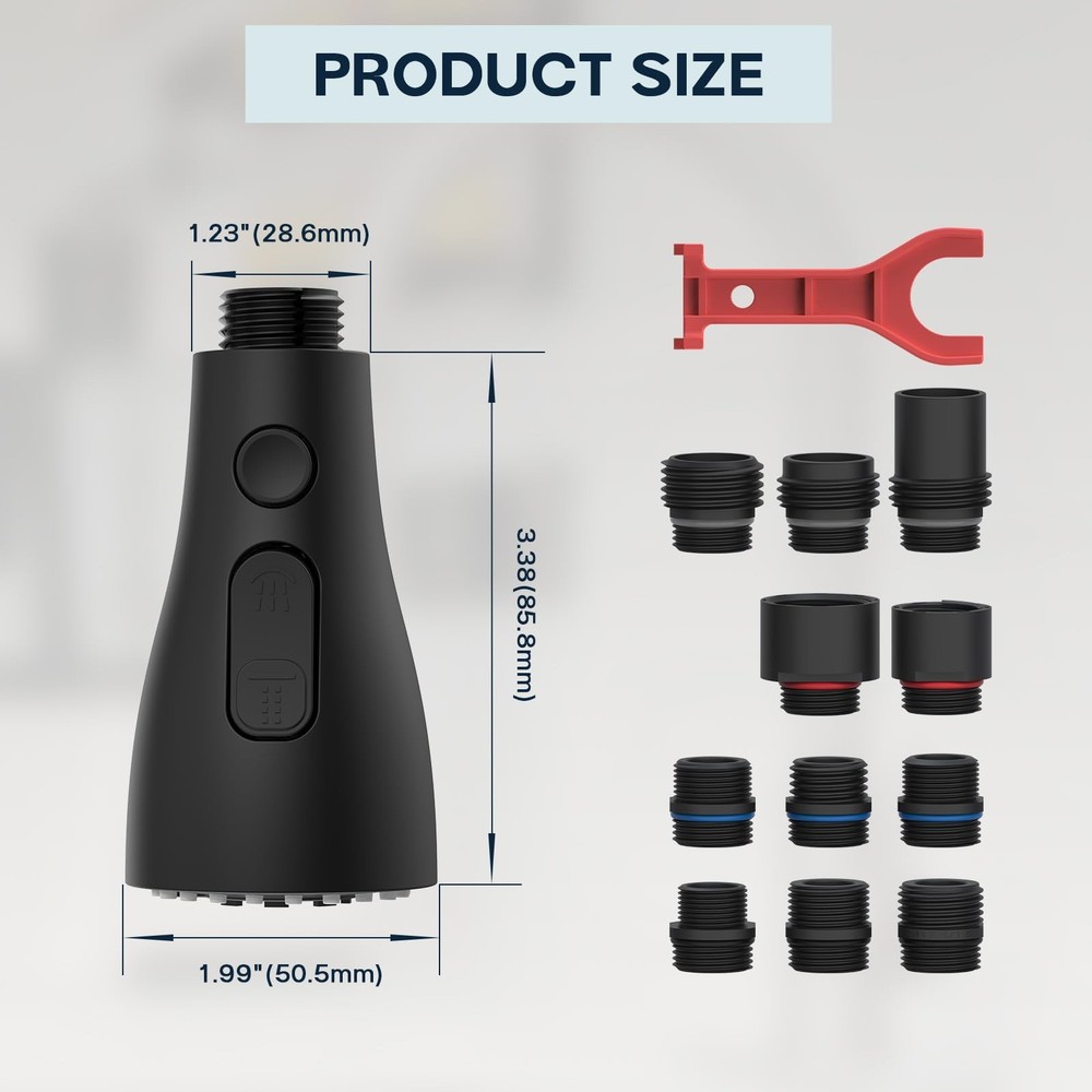 DEERFEI Pull down Kitchen Faucet Head Replacement 3 Modes Sprayer Matte Black