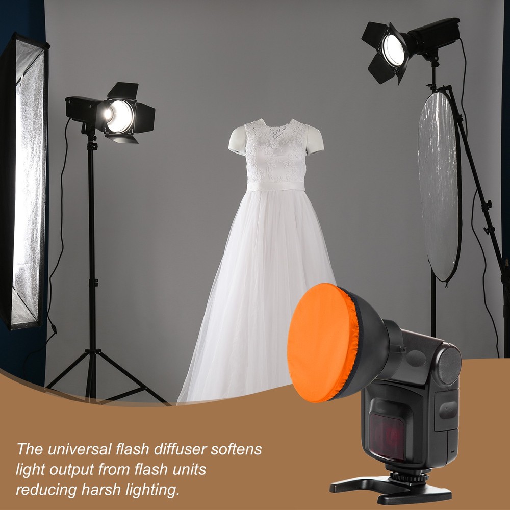 5pcs 6.3" x 6.3" Soft Mini Flash Bounce Diffuser Cap, for Flashlight, Orange