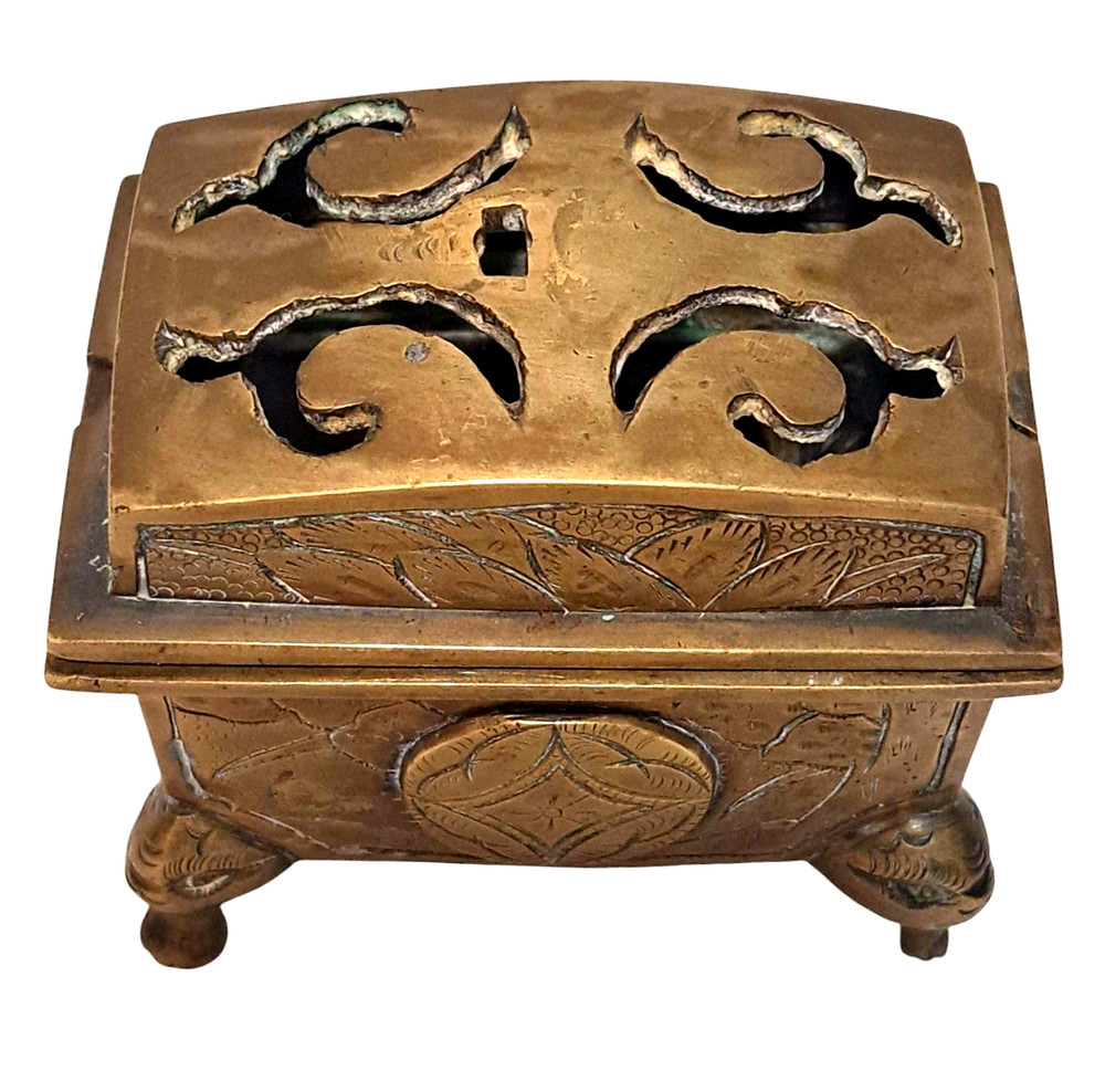 19 c Bronze Incense Box Burner Indochina