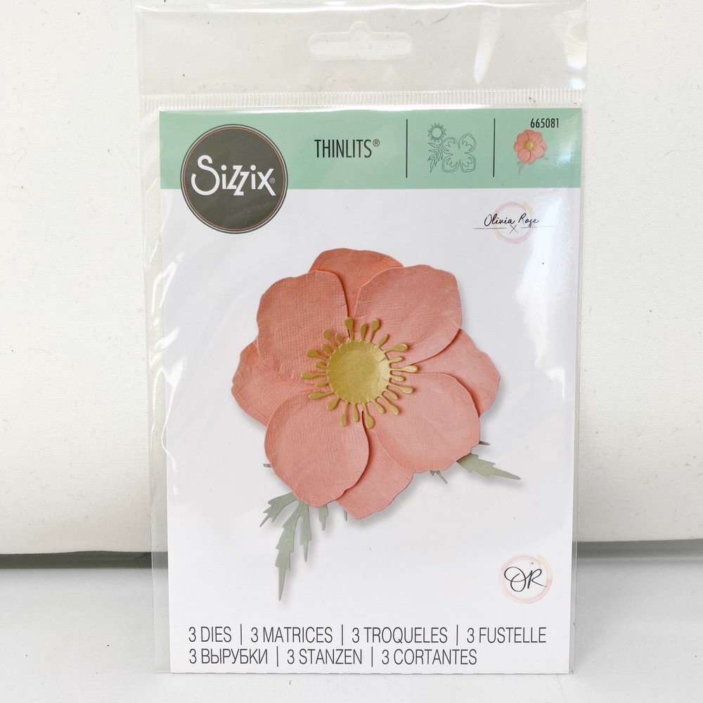 Sizzix Thinlits Icelandic Poppy Olivia Rose Flower Cutting Dies 665081 NEW