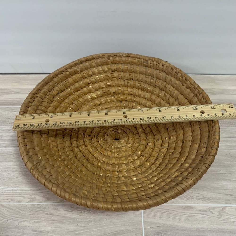 Vintage Handmade Round Basket Boho Decor
