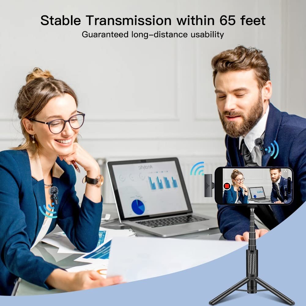 2pcs Lavalier Wireless Microphone for iPhone 15/16/Android Video Recording,Mi...