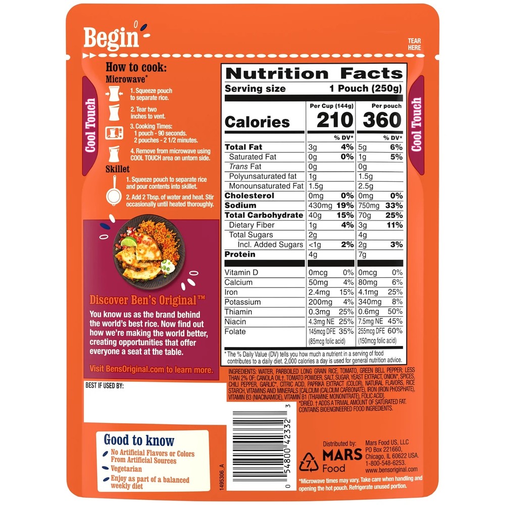 Ben's Original Ready Rice Spanish Style Flavored Rice, Easy Dinner Side, 8.8 oz