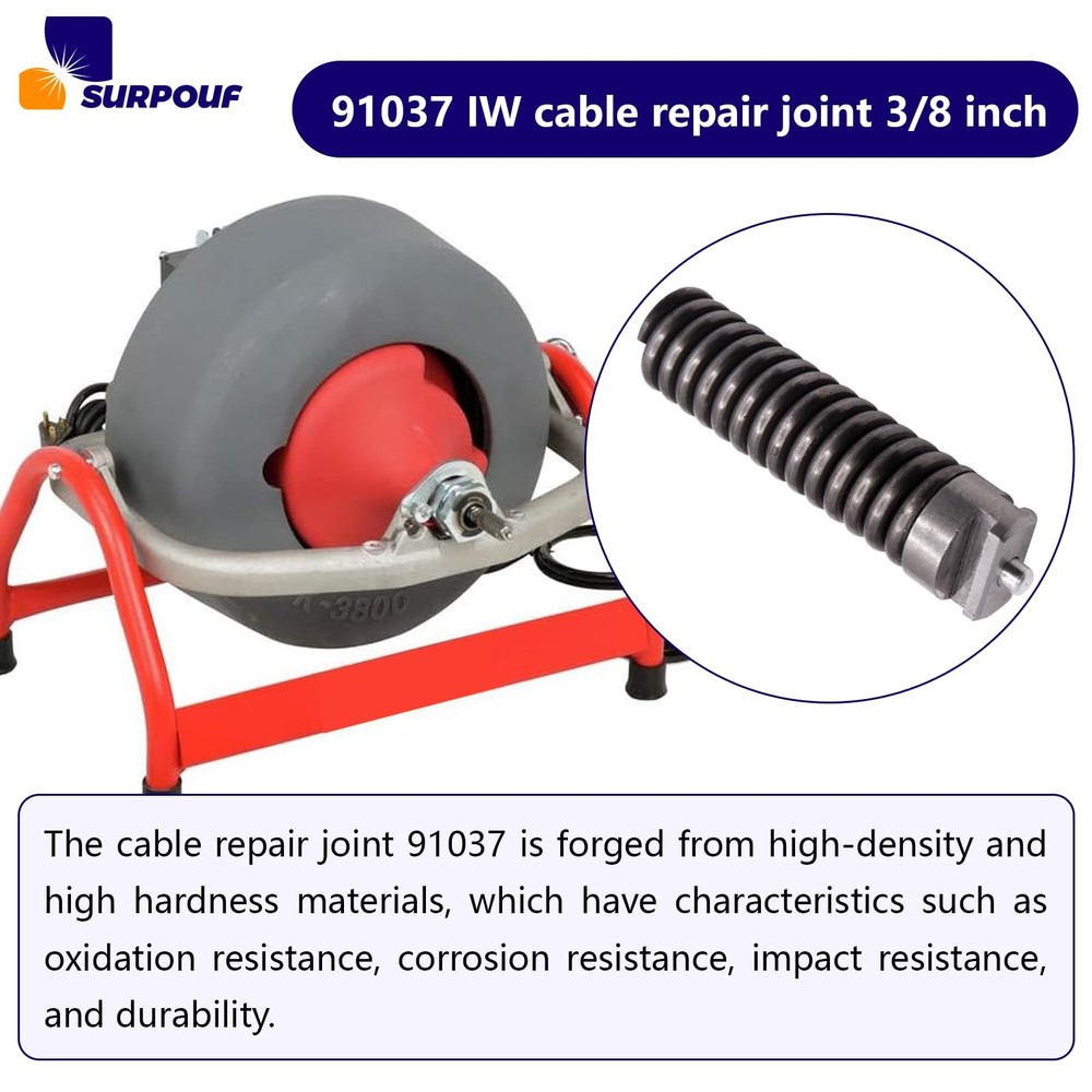 3/8-Inch Cable Repair Coupling for RIDGID Drain Cleaning Cables
