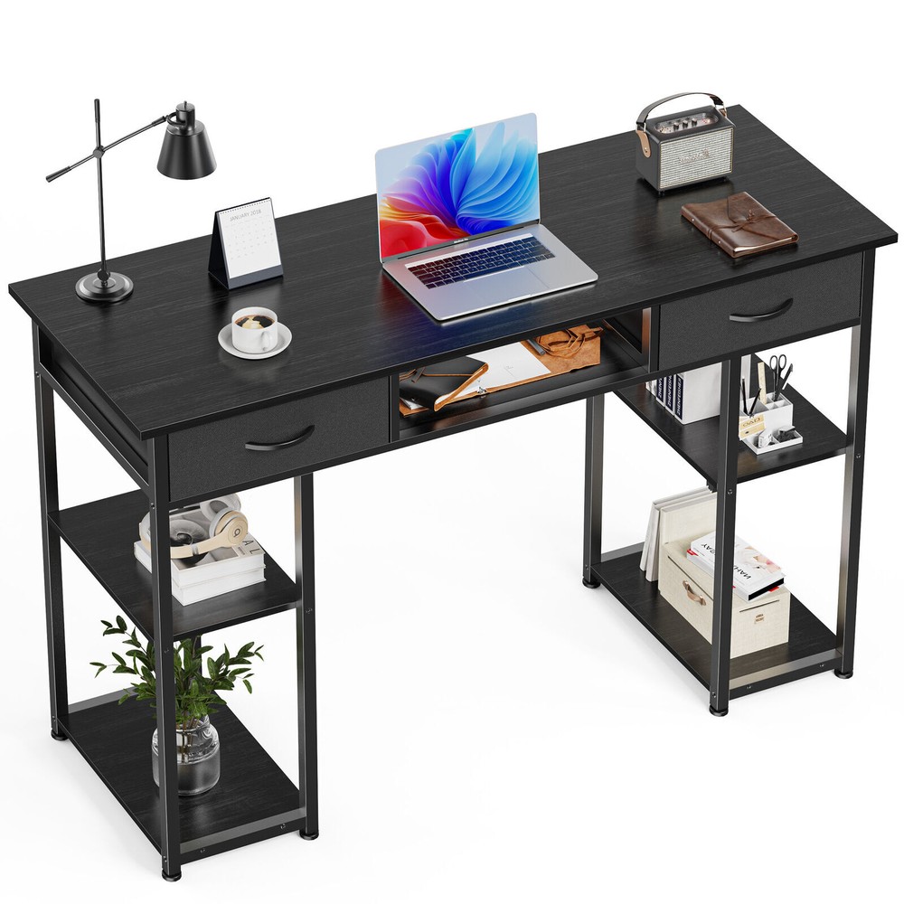 48" Home Office Computer Desk,Study Table with Storage Shelf & 3 Fabric Drawers