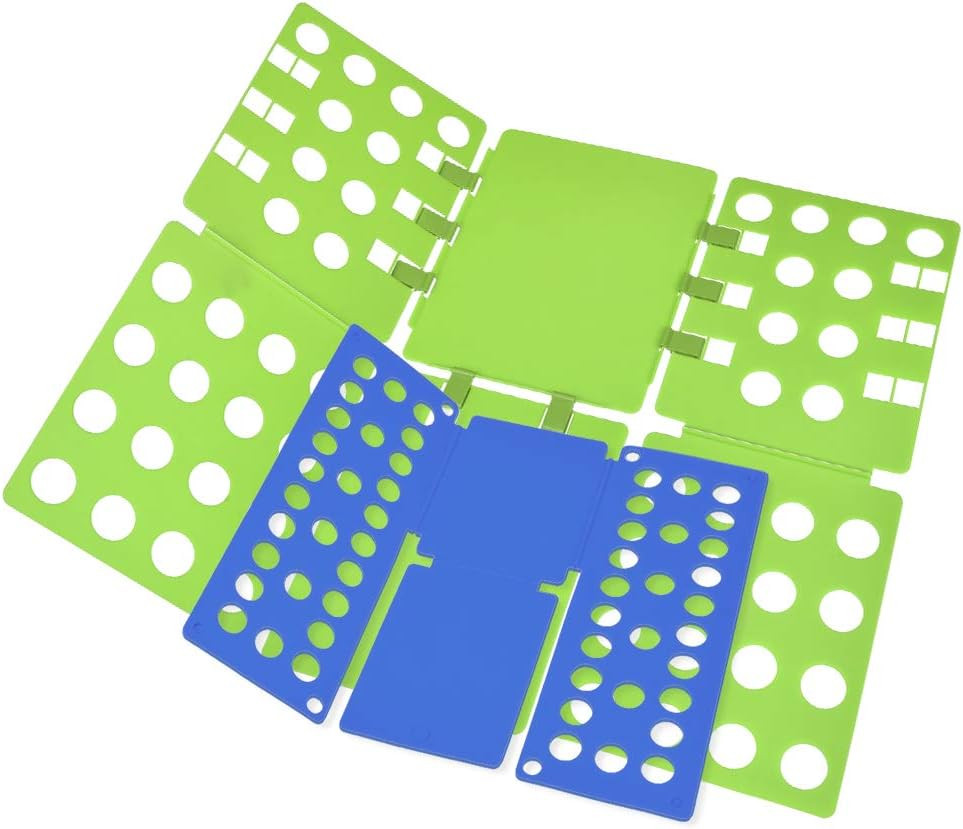 Shirt Folding Board - Easy & Fast Laundry Solution for Kids & Adults (Green & Bl