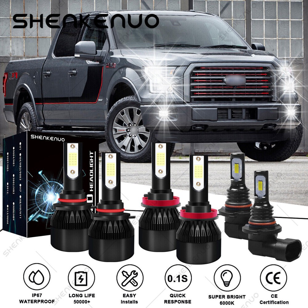 For Ford F-150 2015-2020 LED Headlight Bulbs High-Low Beam Fog Light 6000K White