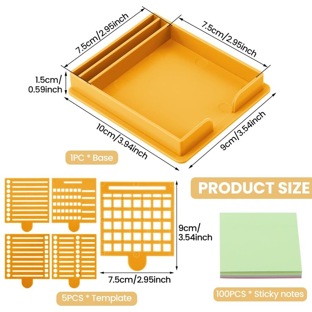 Sticky Note Holder with 5 Different Stencil & 1 Pack Pos-t It Note, 3x3 inch ...