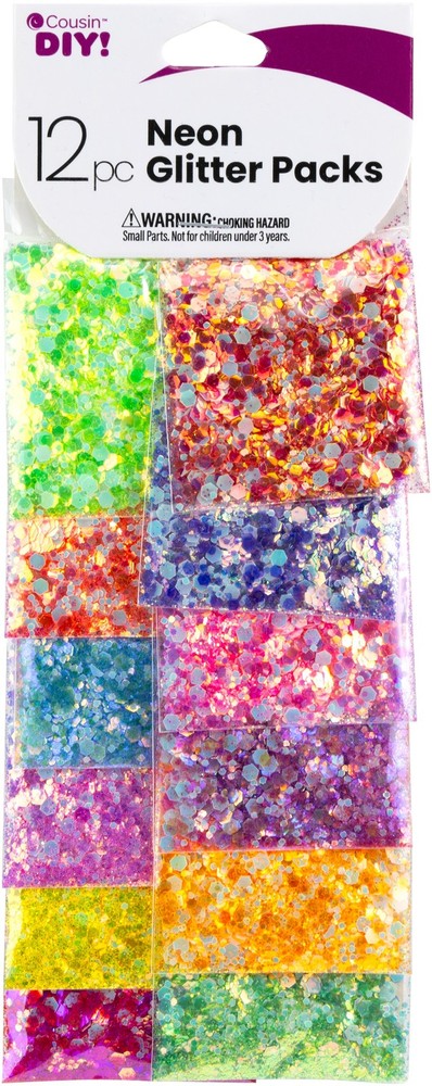 CousinDIY Glitter 12/Pkg-Neon - 6 Pack