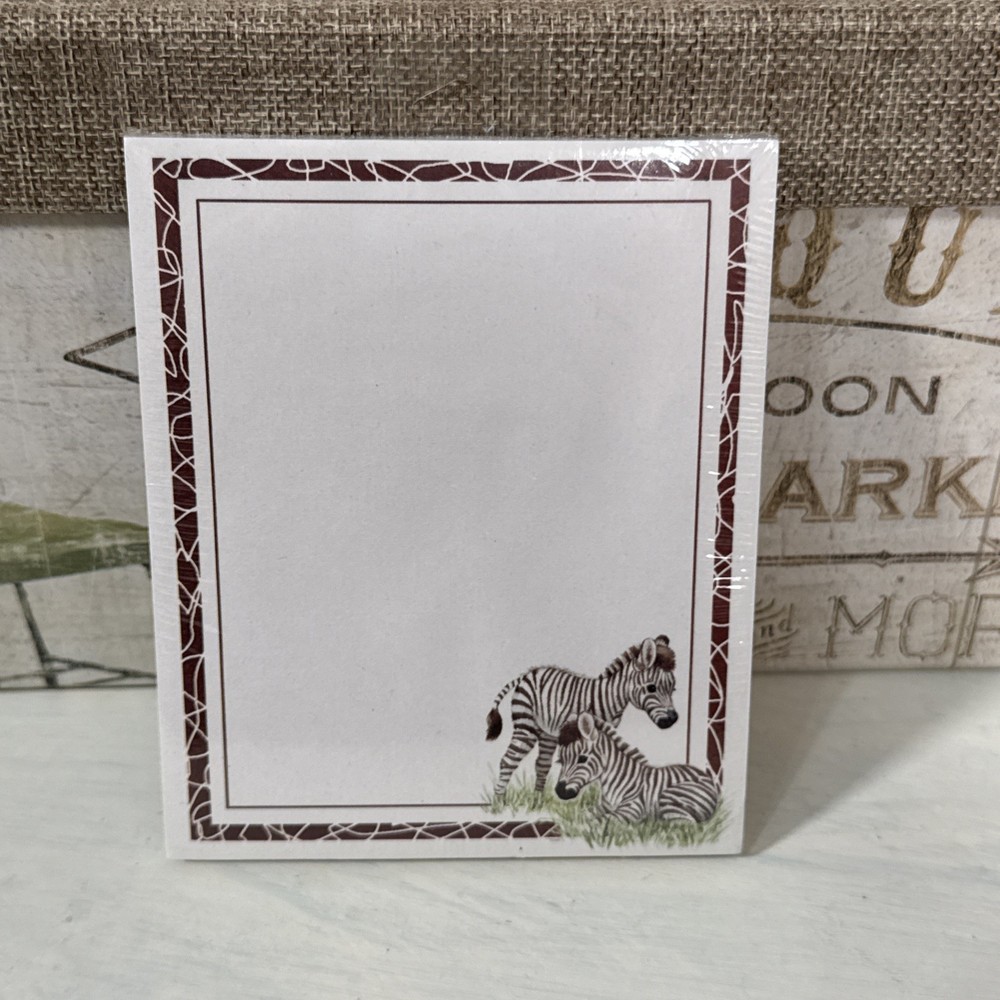 Endangered Young’uns Zebra Note Cards And Notepad Set In Decorative Foil Box