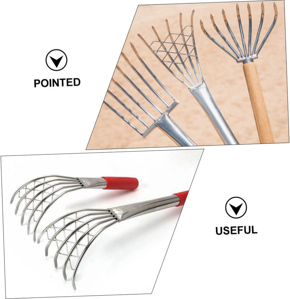 Stainless Steel Clam Rake 15.74 Inch Hand Tool with Sharp Claws for Efficient Cl