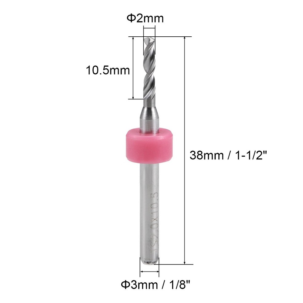 10 Pcs PCB Drill Bits 2mm Tungsten Carbide Rotary Tool 1/8" Shank