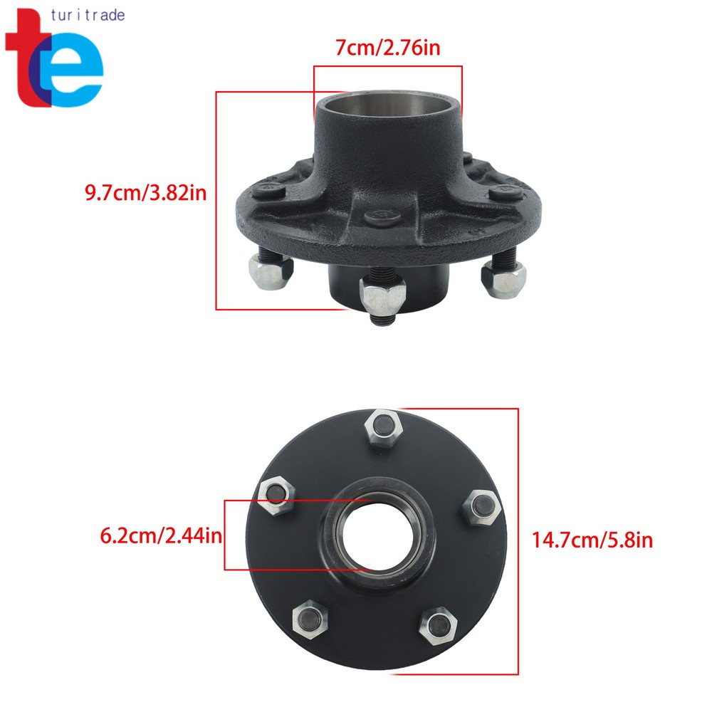For 5x5'' Hub Kit for 3500 lbs Axle 2 Sets 5 on 5'' Trailer Hub Kit