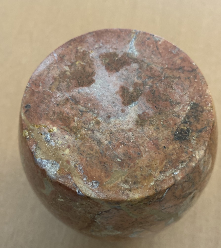 Red-ish Marble(?) Toothbrush Holder 4" (See Description)