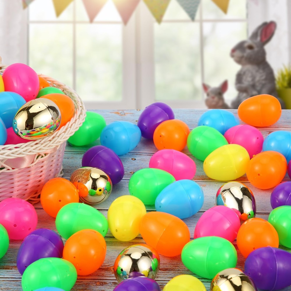 300 Pcs Easter Eggs,2.35" Assorted Bright Colors Plastic Easter Eggs for East...