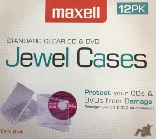 Maxell 190069d CD-360 Replacement CD/DVD Jewel Boxes Plastic 12 Pack (Clear)