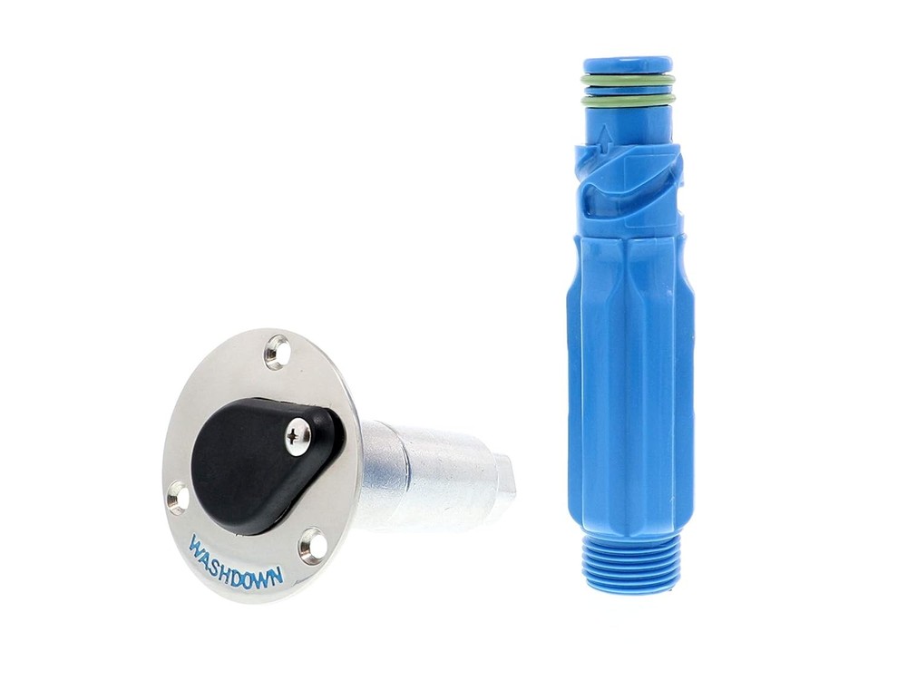 Jabsco Stainless Steel Quick-Release Hose Deck Mount Fitting & Hose Adapter