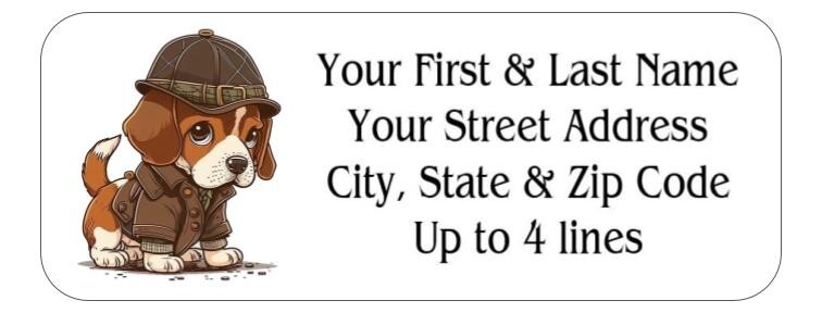 150 Beagle Detective Dog Mailing Return Address Labels Personalized