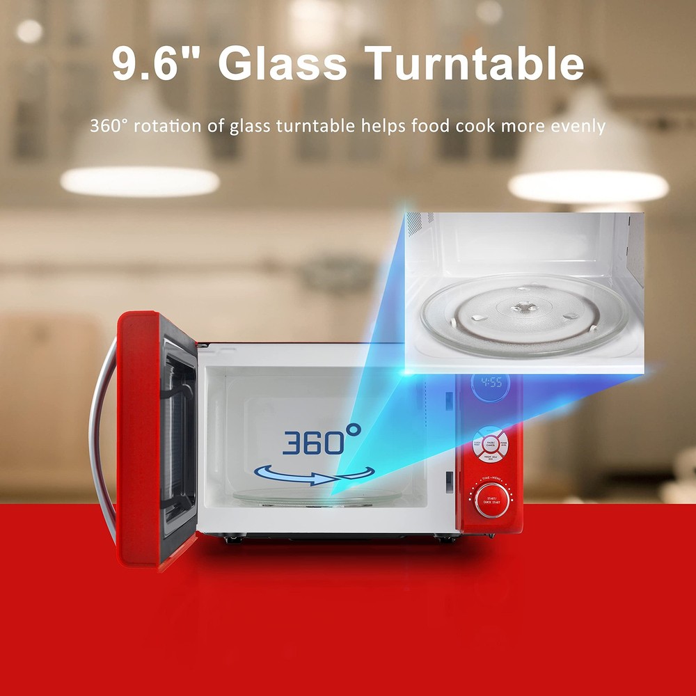 Compact 0.7 cu ft Microwave Oven with LED Light, Pull Handle, Child Lock