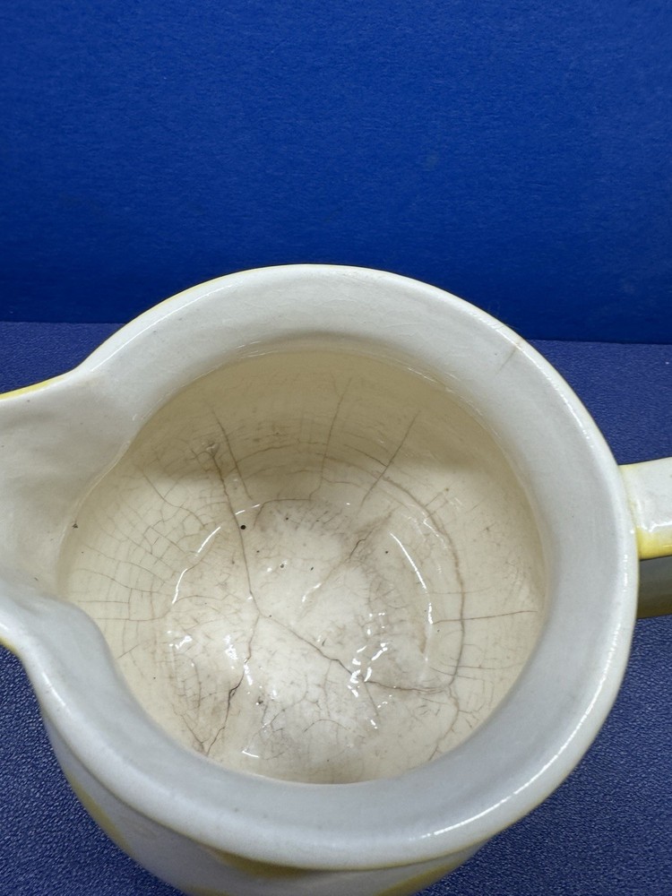 Ceramic Pitcher White With Yellow Polka Dots Pitcher READ