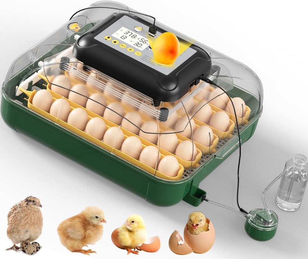 30 Egg Incubator with Humidity Display, Egg Candler, Automatic Egg Turner,