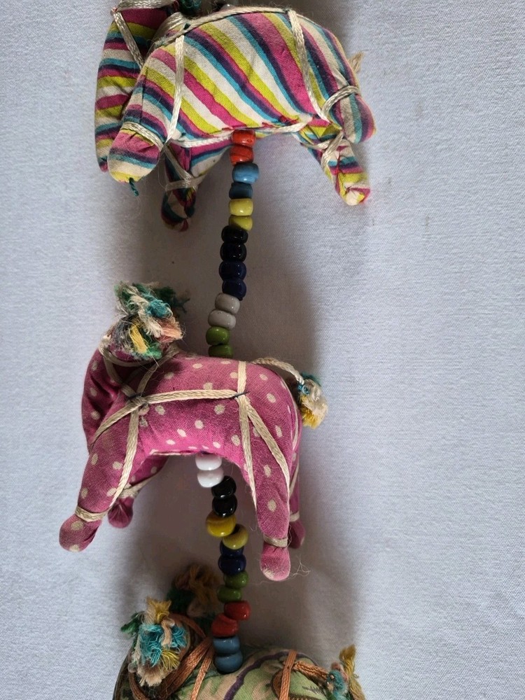 Handmade Indian Elephant String 40" Hanging Decoration Rajasthani Boho Wall