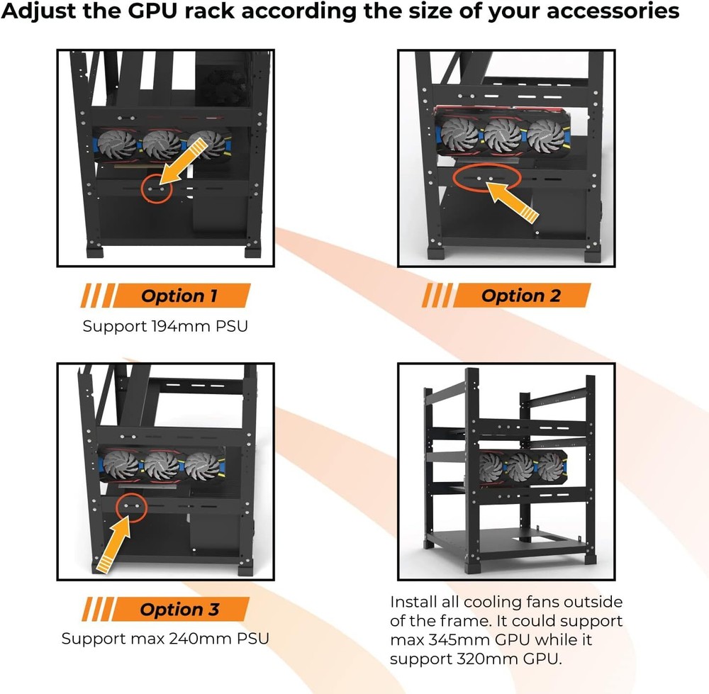 AAAwave The Sluice V2 12GPU Open Frame Mining Rig Frame Chassis