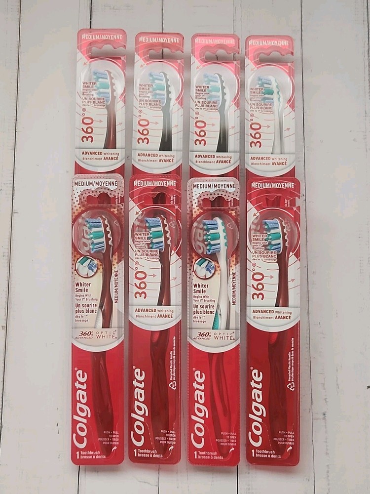 (Pack of 8) Colgate 360 Advanced Whitening Toothbrush, Medium