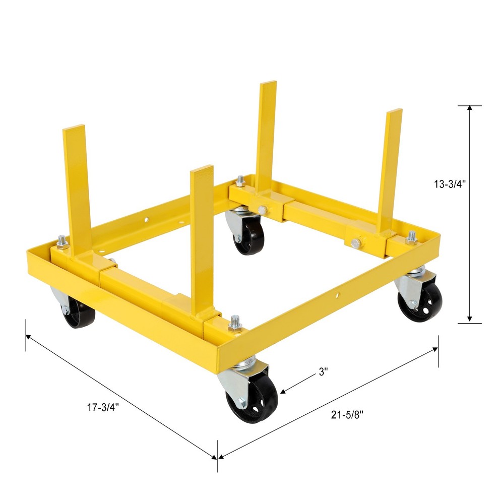 Adjustable Rolling Engine Stand 750lbs with 2 Buckle Straps, Yellow