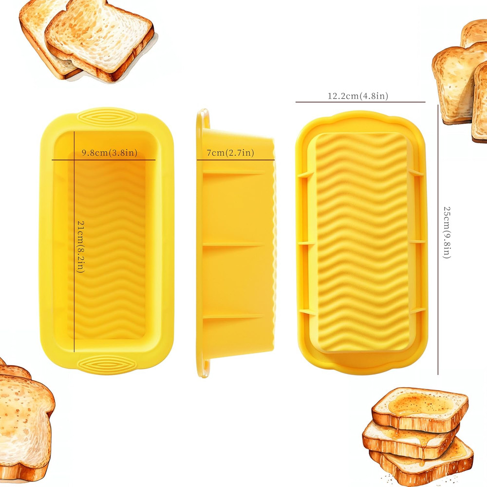 3PCS Silicone Bread Loaf Pan: Non-Stick, Easy Release, Dishwasher Safe