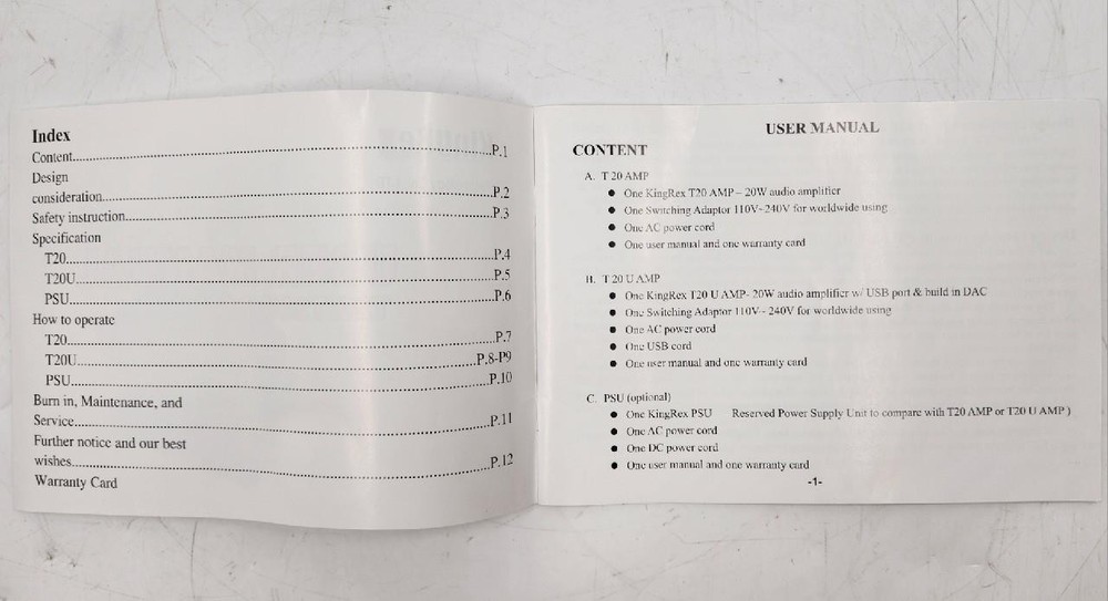 KingRex Technology Co. T20/T20/PSU User Manual