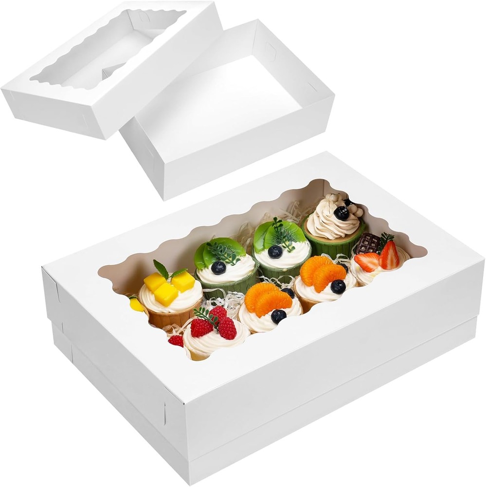 Moretoes 10pcs 14x10x4in Sheet Cake Boxes White Rectangle Bakery